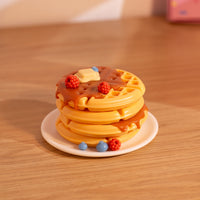 Handmade waffle jewelry box with realistic syrup and butter design