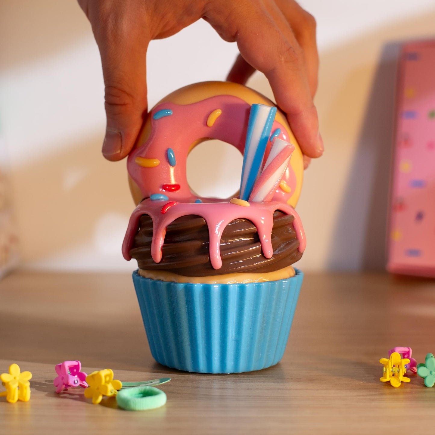 Donut Cupcake Pot | Cute Desk Decor | Keepsake Box | Desk Accessories | Desk Organiser | Girls Desk Decorations | Desk Gift