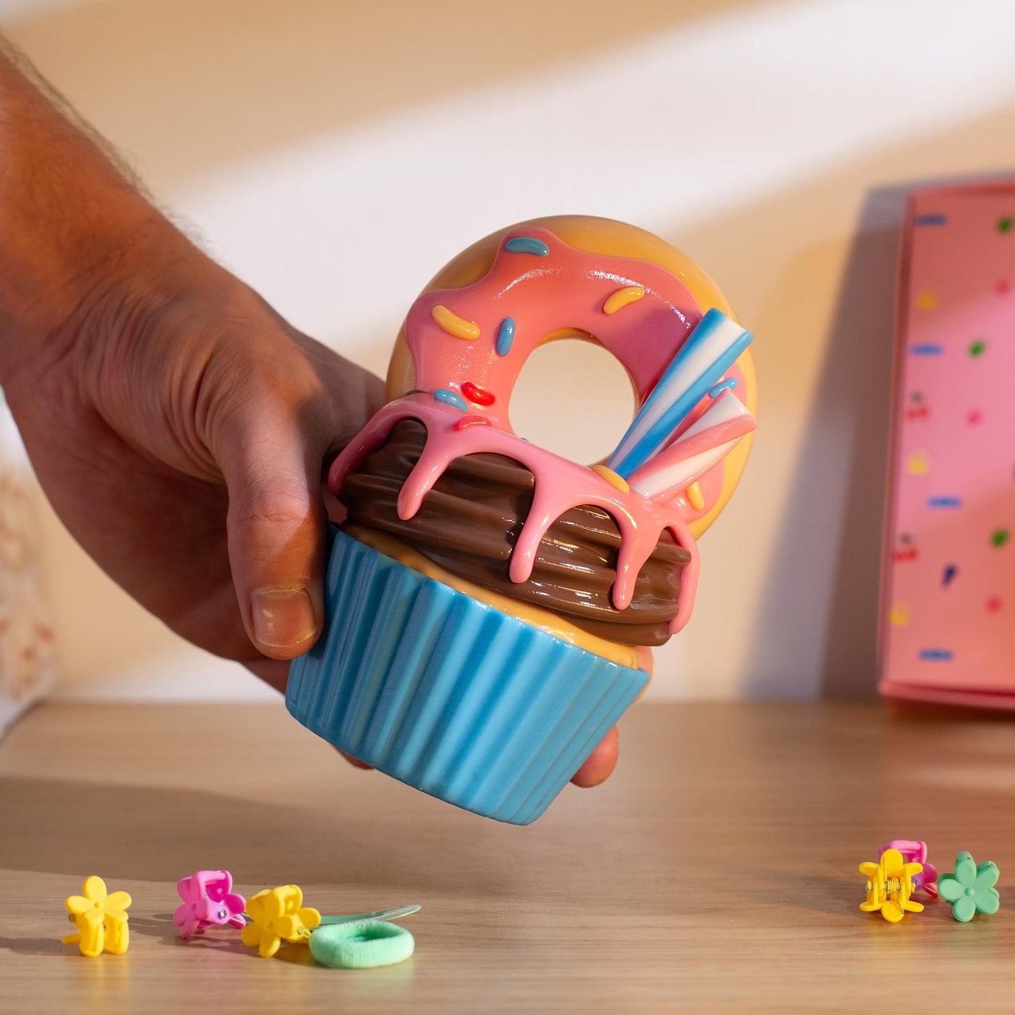 Donut Cupcake Pot | Cute Desk Decor | Keepsake Box | Desk Accessories | Desk Organiser | Girls Desk Decorations | Desk Gift