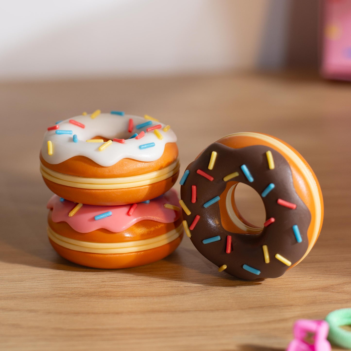 Donut Fidget Slider | Satisfying Snappy Magnetic Fidget | Haptic or Silent | Small 3D Printed Fidget Slider | Sensory, Stress Relief Fidget