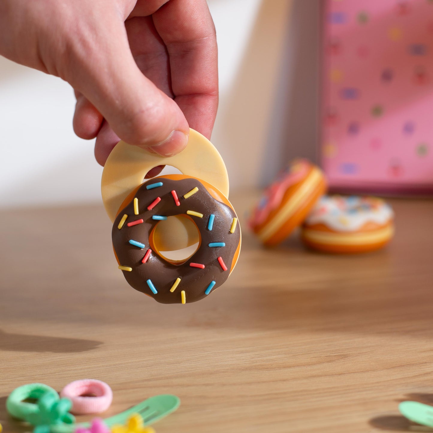 Donut Fidget Slider | Satisfying Snappy Magnetic Fidget | Haptic or Silent | Small 3D Printed Fidget Slider | Sensory, Stress Relief Fidget