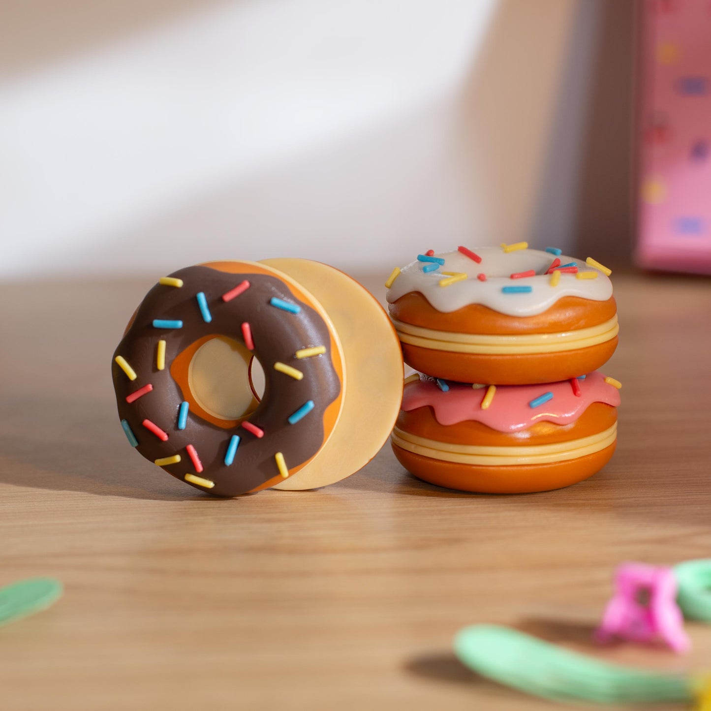 Donut Fidget Slider | Satisfying Snappy Magnetic Fidget | Haptic or Silent | Small 3D Printed Fidget Slider | Sensory, Stress Relief Fidget