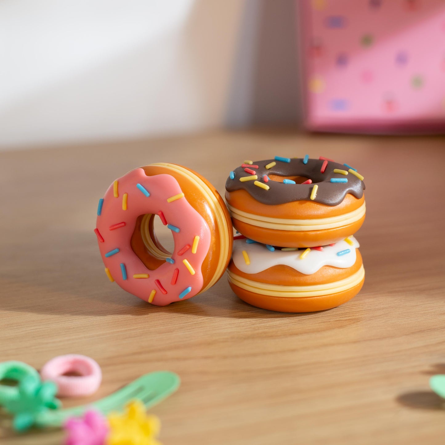 Donut Fidget Slider | Satisfying Snappy Magnetic Fidget | Haptic or Silent | Small 3D Printed Fidget Slider | Sensory, Stress Relief Fidget